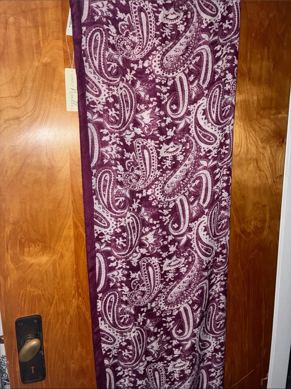 Simply Noelle Burgandy Maroon Red and White Paisley Shawl Scarf Wrap 37” X 70.5”